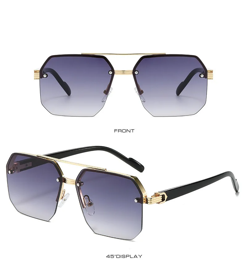 Men's Metal Sunglasses Square Half Frame
