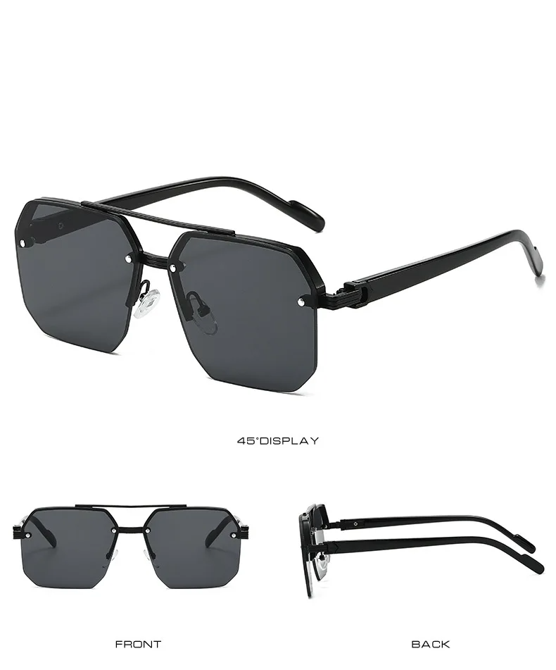 Men's Metal Sunglasses Square Half Frame