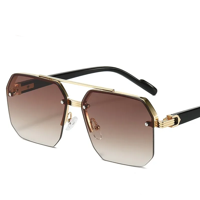 Men's Metal Sunglasses Square Half Frame