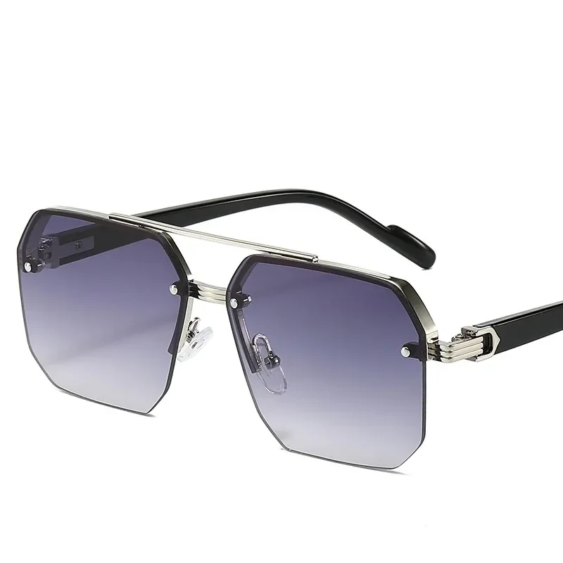 Men's Metal Sunglasses Square Half Frame