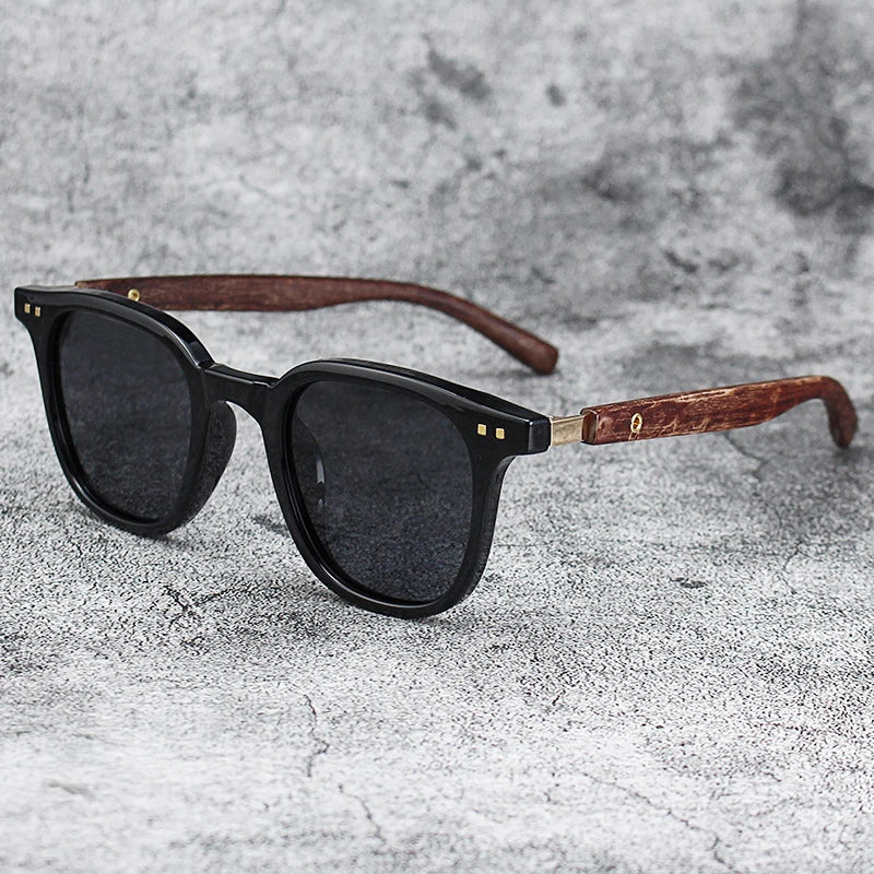 Men Vintage Wooden Frame Sunglasses