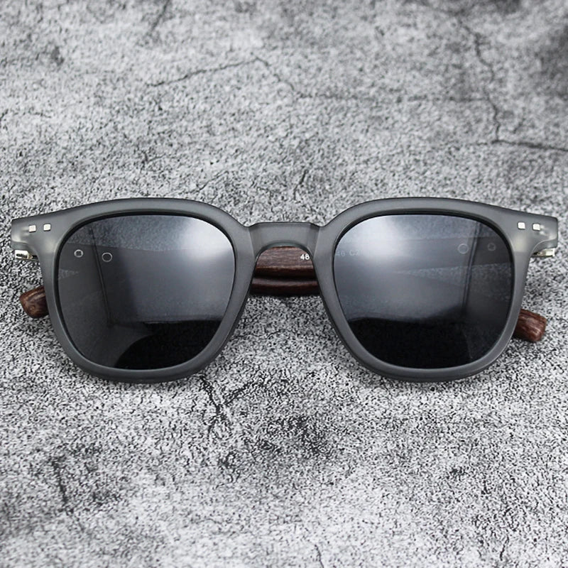 Men Vintage Wooden Frame Sunglasses