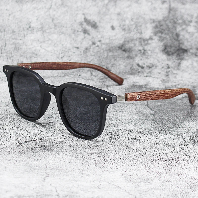 Men Vintage Wooden Frame Sunglasses