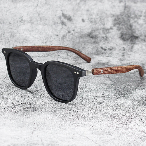 Men Vintage Wooden Frame Sunglasses