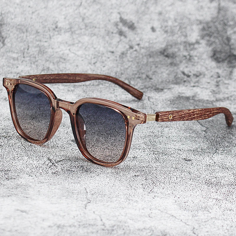 Men Vintage Wooden Frame Sunglasses