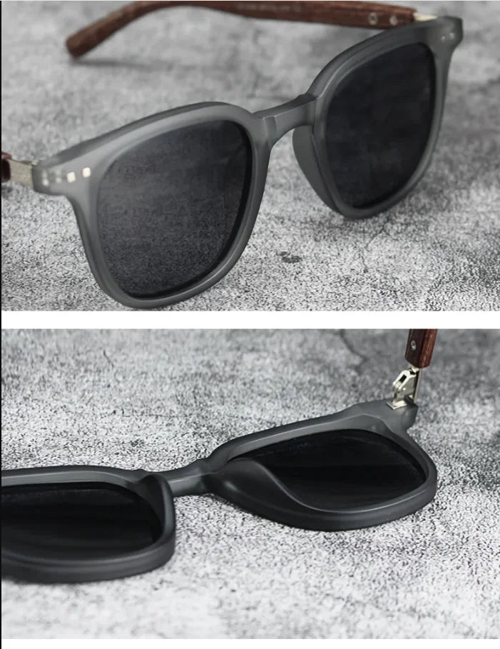 Men Vintage Wooden Frame Sunglasses