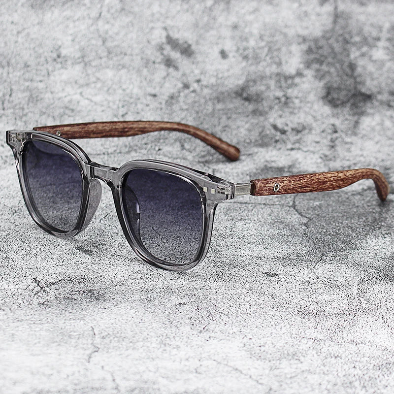 Men Vintage Wooden Frame Sunglasses
