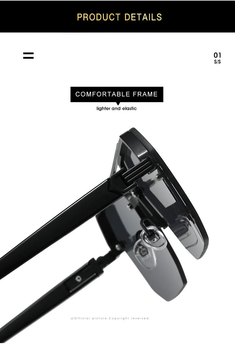 Men's Metal Sunglasses Square Half Frame