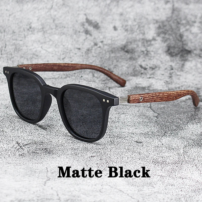 Men Vintage Wooden Frame Sunglasses