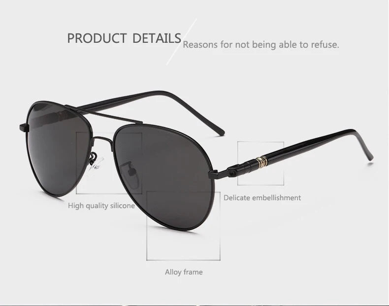 Men's Polarized Classic Pilot Sunglasses