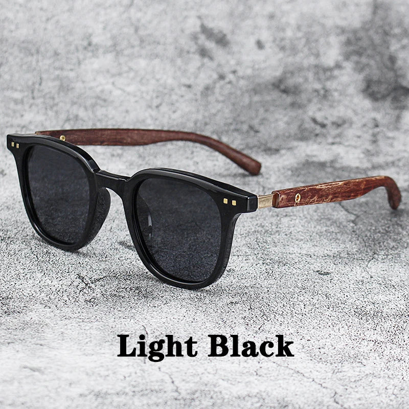 Men Vintage Wooden Frame Sunglasses