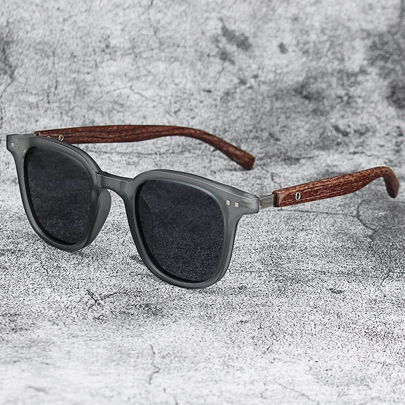 Men Vintage Wooden Frame Sunglasses