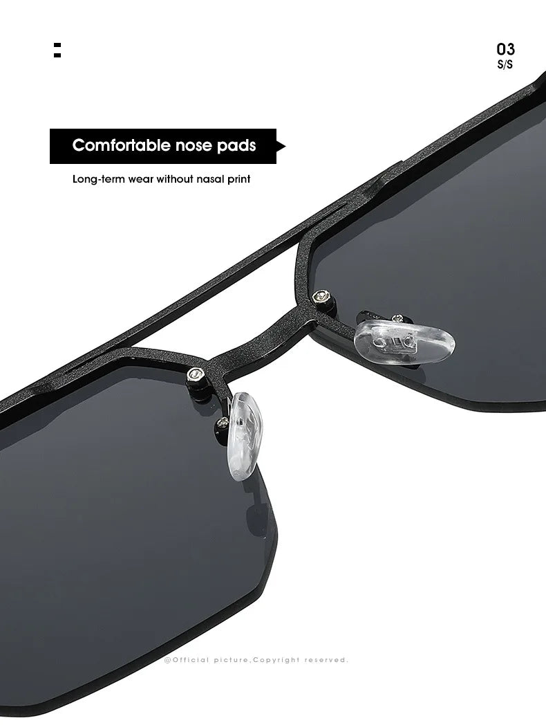 Men's Metal Sunglasses Square Half Frame
