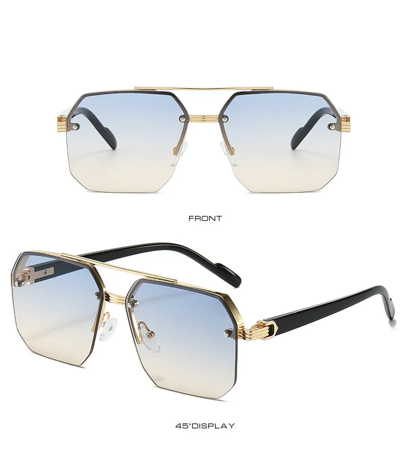 Men's Metal Sunglasses Square Half Frame