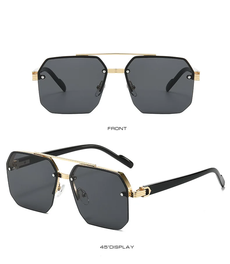 Men's Metal Sunglasses Square Half Frame