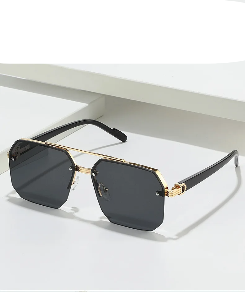 Men's Metal Sunglasses Square Half Frame
