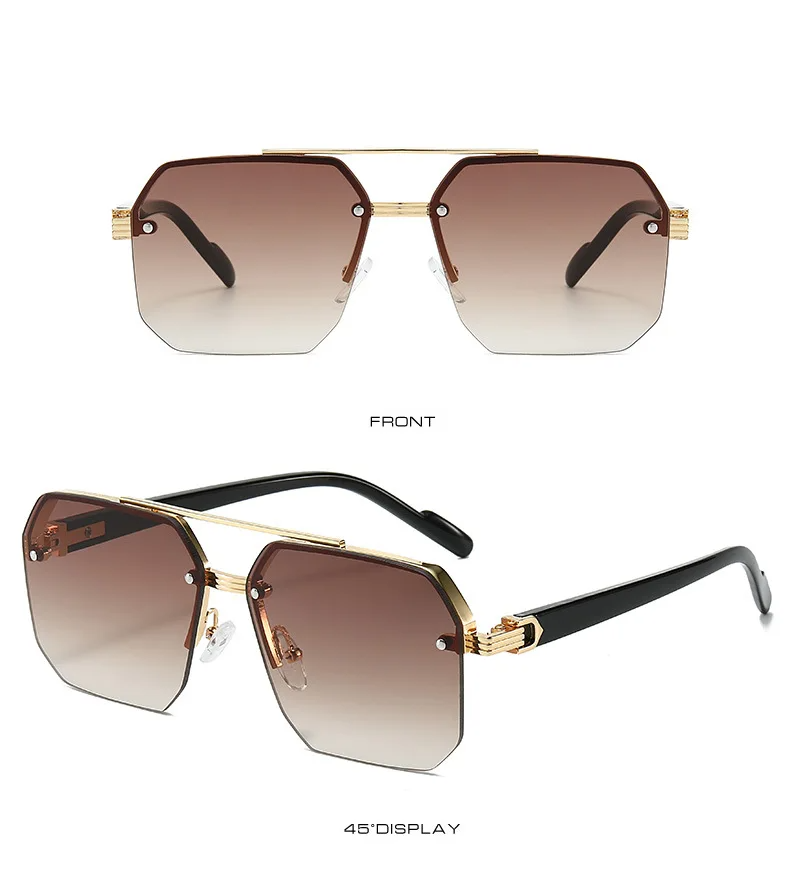 Men's Metal Sunglasses Square Half Frame